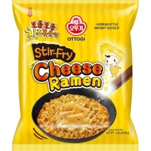 OTTOGI Stir Fry Cheese Ramen, Korean Style Instant Noodle, Rich Savory Cheese Flavor, 4.23oz x 4 Pack