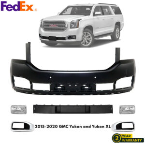 Front Bumper Cover & Fog Light Assembly Kit For 2015-2020 GMC Yukon and Yukon XL