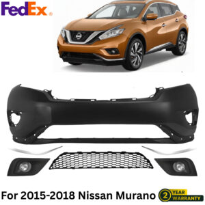 Front Bumper Cover Fascia & Fog Light Assembly Kit For 2015-2018 Nissan Murano