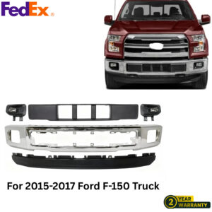 Front Bumper Chrome & Fog Lights Assembly Kit For 2015-2017 Ford F-150 Truck