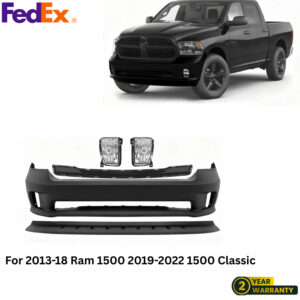 Front Bumper Cover Kit For 2013-18 Ram 1500 2019-2022 1500 Classic