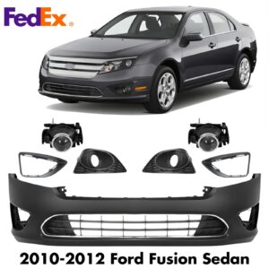 Front Bumper Cover Fascia Paintable Kit For 2010-2012 Ford Fusion Sedan 4-Door