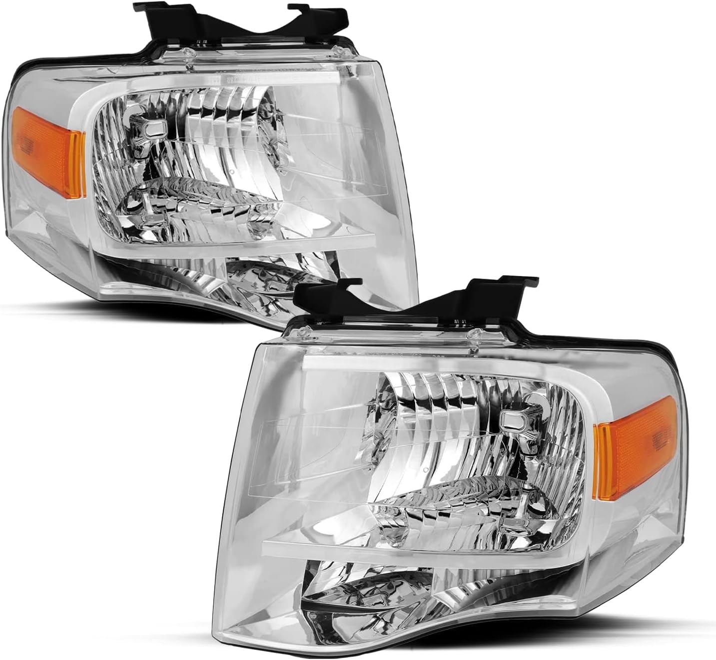 Front Bumper Cover Primed Plastic & Headlights Kit For 2007-2014 Ford Expedition - Image 2