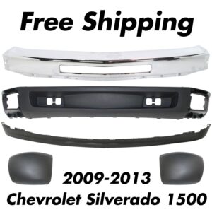 Front Chrome Bumper Kit with End Caps For 2009-2013 Chevrolet Silverado 1500