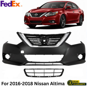 Front Bumper Cover Primed & Bumper Grille Kit For 2016-2018 Nissan Altima