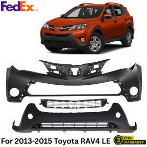 Front Bumper Cover Paintable & Bumper Grille Kit For 2013-2015 Toyota RAV4 LE