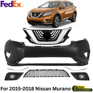 Front Bumper Cover Paintable & Grille Assembly Kit For 2015-2018 Nissan Murano