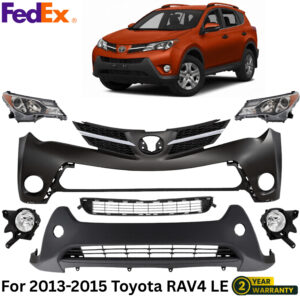 Front Bumper Cover Primed & Headlights Kit For 2013-2015 Toyota RAV4 LE