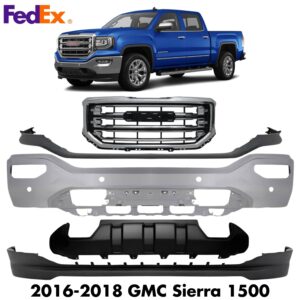 Front Bumper Face Bar Chrome & Grille Assembly Kit For 2016-2018 GMC Sierra 1500