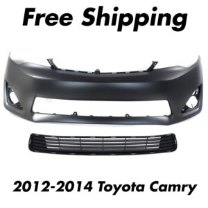Front Bumper Cover Primed + Grille Textured For 2012-2014 Toyota Camry