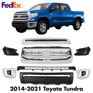 Front Bumper Cover & Grille Assembly Kit For 2014-2021 Toyota Tundra Pickup
