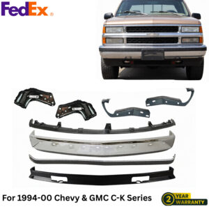 Front Bumper Chrome Kits + Molding + Brackets For 1994-00 Chevy & GMC C-K Series
