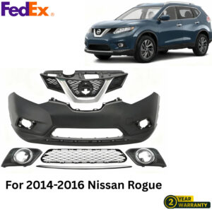 Front Bumper Cover Primed & Grille Assembly Kit For 2014-2016 Nissan Rogue