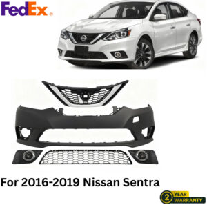 Front Bumper Cover Paintable & Grille Assembly Kit For 2016-2019 Nissan Sentra