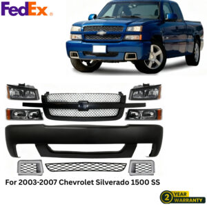 Front Bumper Cover Primed & Headlight Kit For 2003-2007 Chevrolet Silverado 1500
