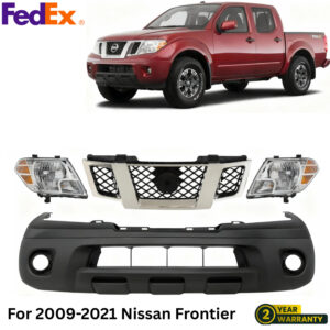 Front Bumper Cover Primed & Headlight Assembly Kit For 2009-2021 Nissan Frontier