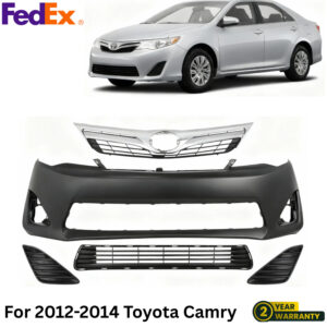 Front Bumper Cover Paintable & Grille Assembly Kit For 2012-2014 Toyota Camry