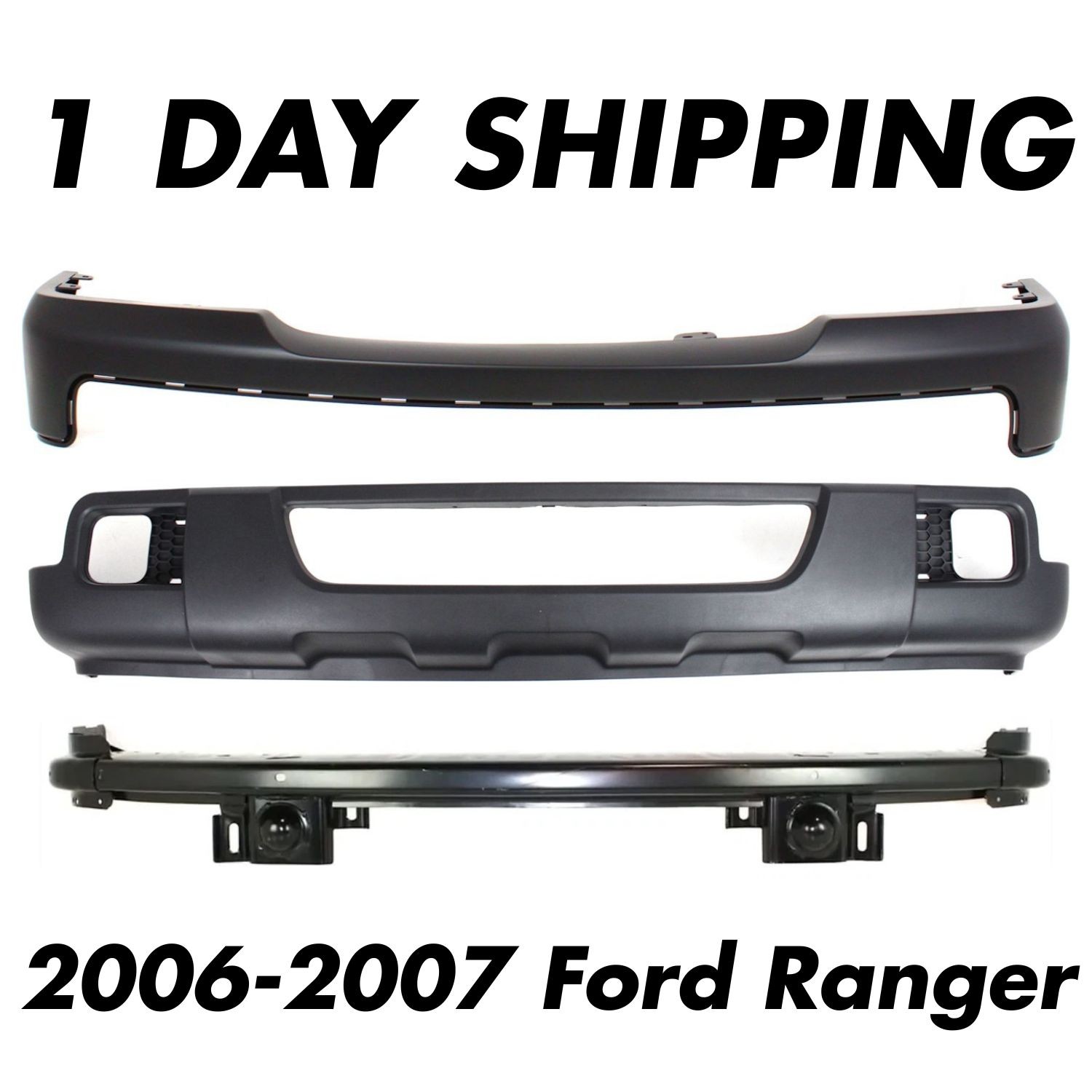 Front Bumper Cover + Reinforcement + Valance For 2006-2007 Ford Ranger