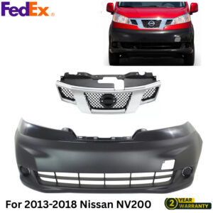 Front Bumper Cover Textured & Grille Assembly Kit For 2013-2018 Nissan NV200