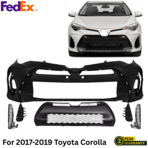 Front Bumper Cover Paintable & Lower Grille Kit For 2017-2019 Toyota Corolla
