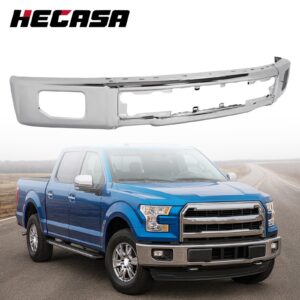 Front Bumper Face Bar w/ Fog Light Hole For 2015-2017 Ford F-150 F150 Chrome