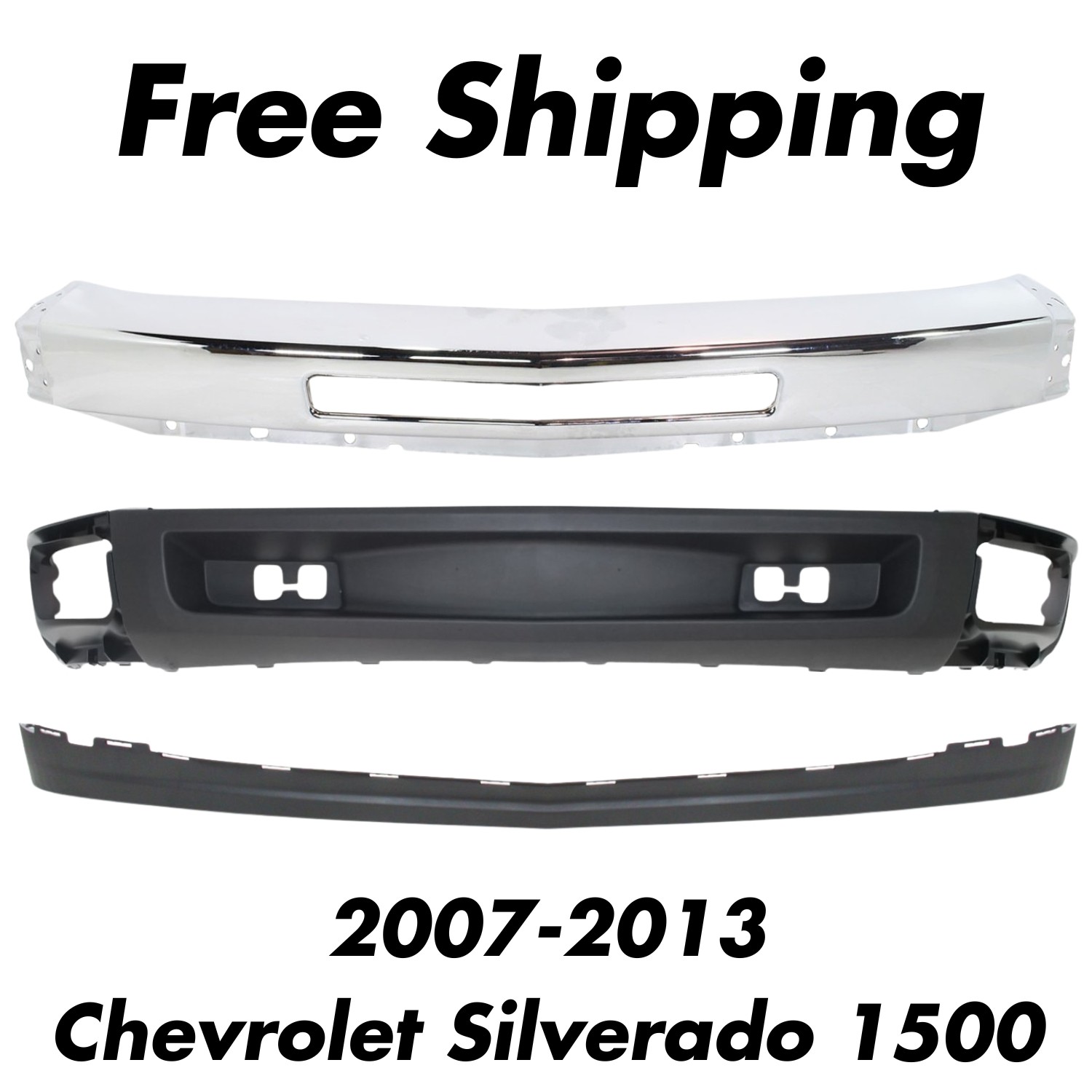 Front Chrome Bumper Kit For 2007-2013 Chevrolet Silverado 1500