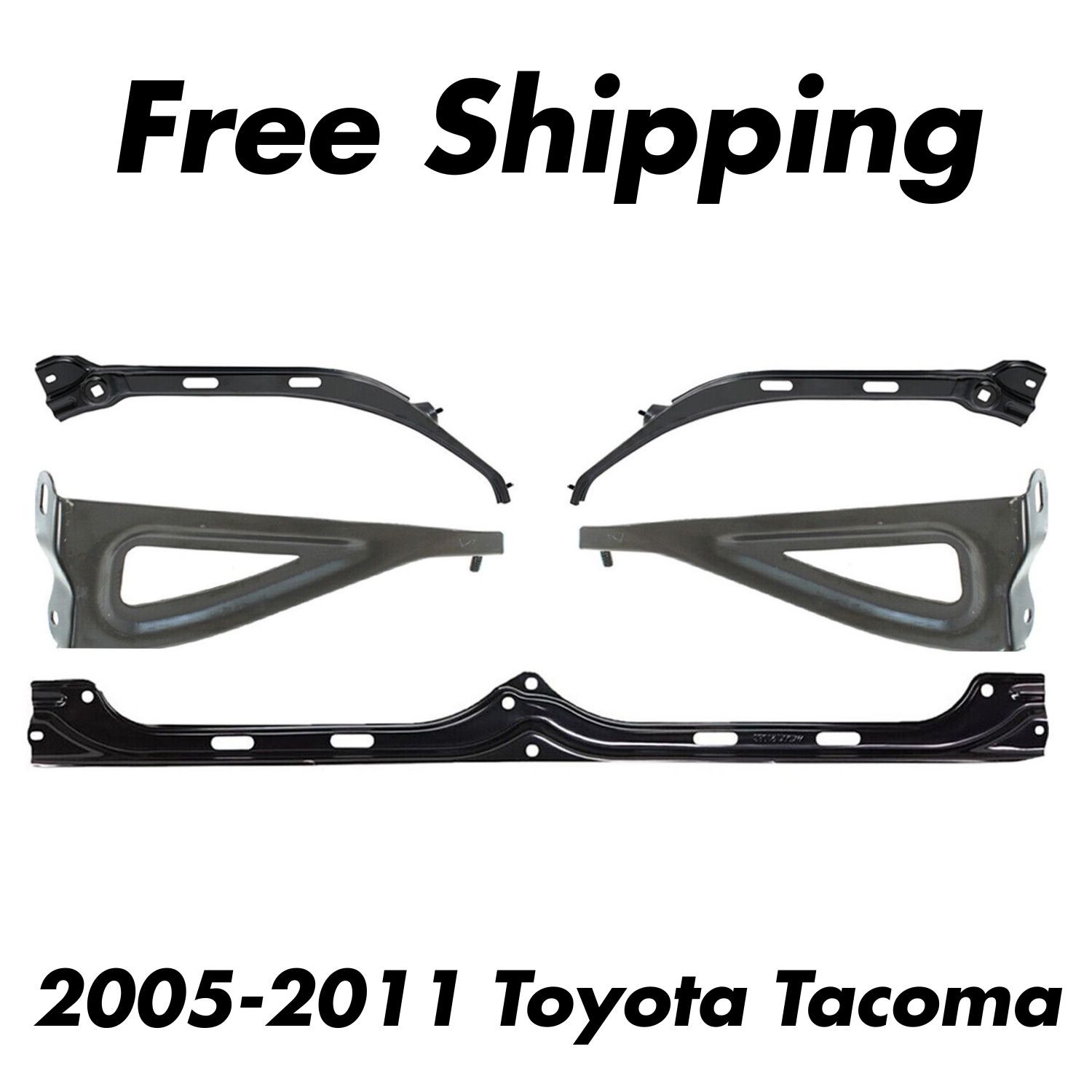 New Front Bumper Outer + Center + Stay Brackets For 2005-2011 Toyota Tacoma