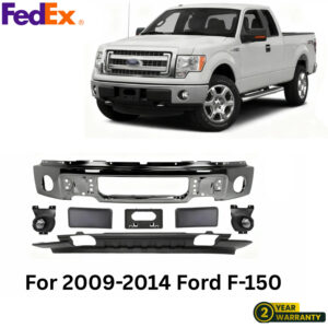 Front Bumper Chrome Steel & Fog Lights Assembly Kit For 2009-2014 Ford F-150