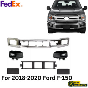 Front Bumper Face Bar Chrome & Fog Light Assembly Kit For 2018-2020 Ford F-150