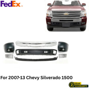 Front Bumper Kit +Valance +Fog Lights + End Cap For 2007-13 Chevy Silverado 1500