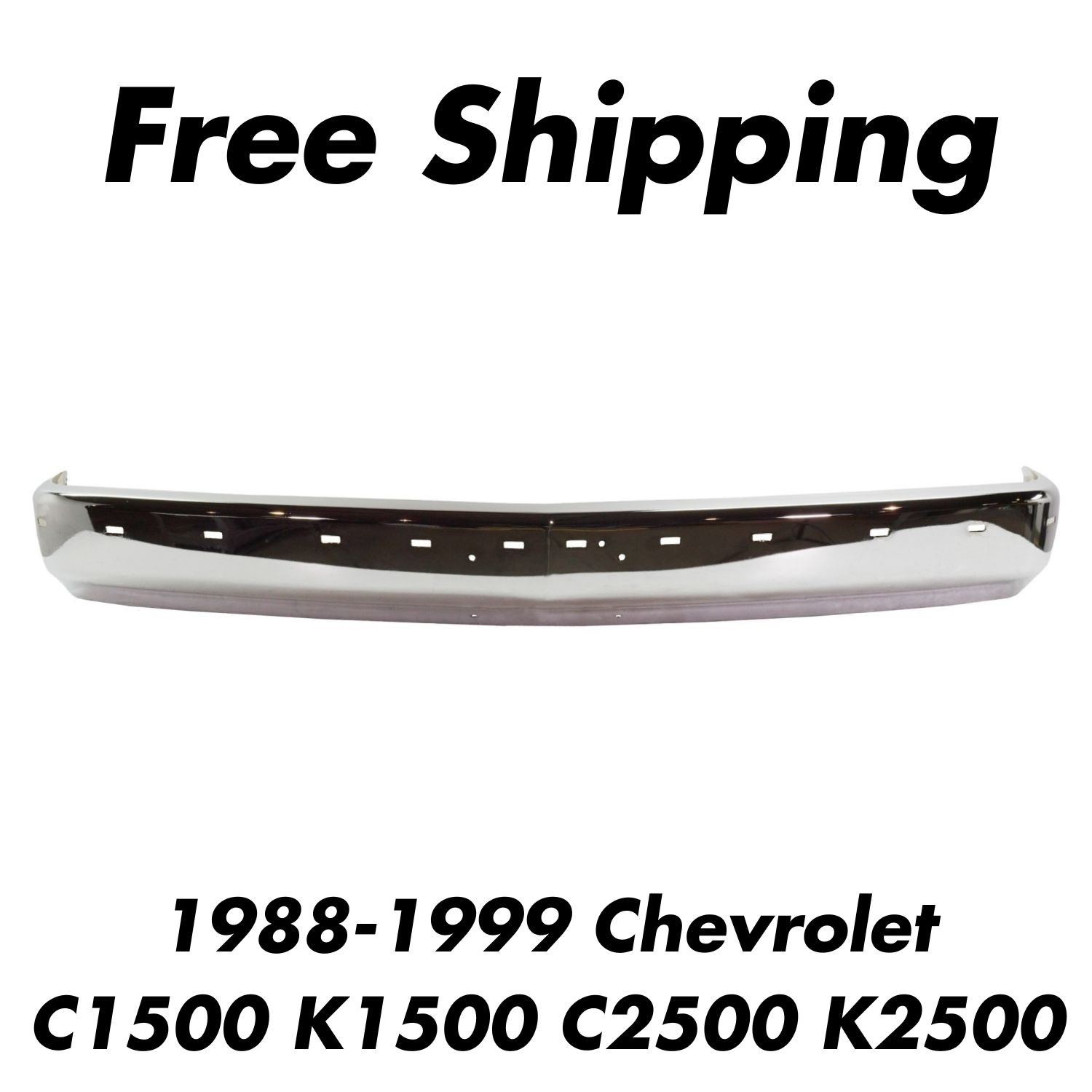 Front Bumper Chrome Steel For 1988-1999 Chevrolet C1500 K1500 C2500 K2500