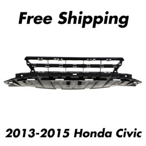 Front Bumper Lower Grille Center Black Plastic For 2013-2015 Honda Civic