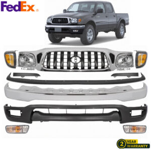 Front Bumper Chrome & Grille Assembly Kit For 2001-2004 Toyota Tacoma