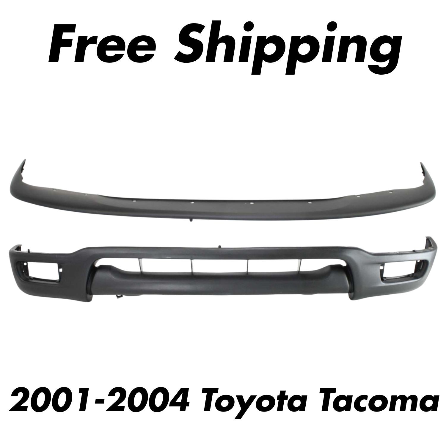 Front Bumper Upper Cover + Lower Valance Primed For 2001-2004 Toyota Tacoma 4WD