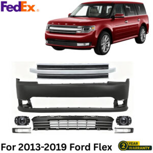 Front Bumper Cover Primed Plastic & Grille Assembly Kit For 2013-2019 Ford Flex