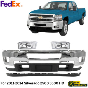 Front Bumper Chrome Kit With Fog Lights For 2011-2014 Silverado 2500 3500 HD