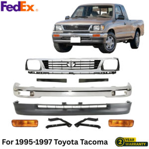 Front Bumper Chrome Steel & Grille Assembly Kit For 1995-1997 Toyota Tacoma