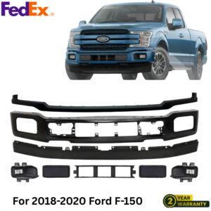 Front Bumper Face Bar Primed Steel & Fog Lights Kit For 2018-2020 Ford F-150