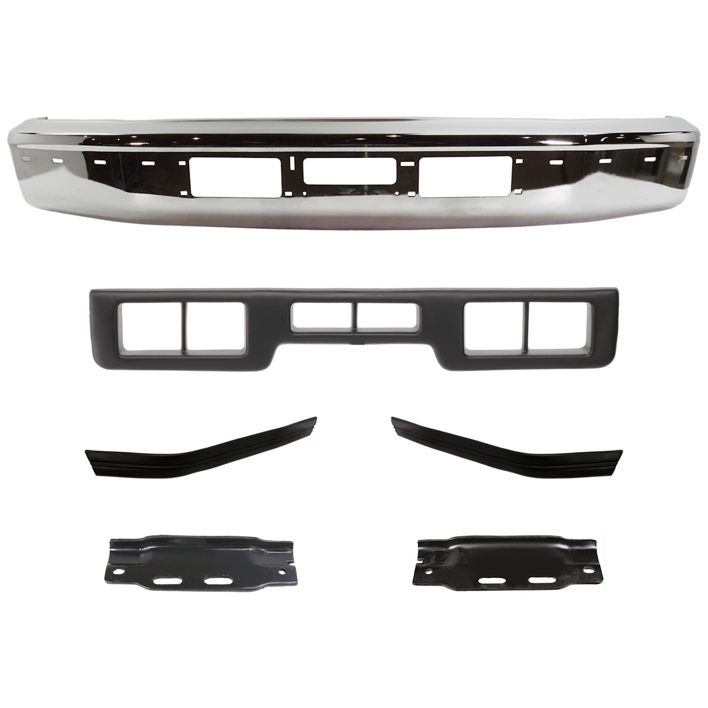 Front Chrome Bumper + Trims + Brackets For 1992-1996 Ford F-150 F-250 F-350 - Image 2
