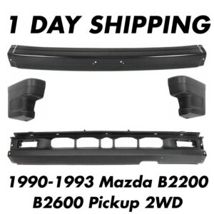 Front Bumper + Lower Valance + End Caps For 1990-93 Mazda B2200 B2600 Pickup 2WD