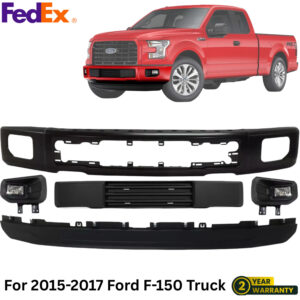 Front Bumper Paintable Kit With Fog Lights Pair For 2015-2017 Ford F-150 Truck