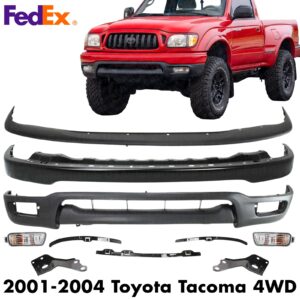 Front Bumper Primed + Brackets Set + Signal Lights For 2001-2004 Toyota Tacoma