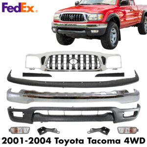 New Chrome Bumper + Grille + Signal Lights +Brackets For 2001-2004 Toyota Tacoma