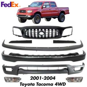 Front Bumper Primed + Grille Assembly Kit For 2001-2004 Toyota Tacoma 4WD