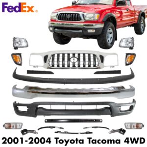 Front Chrome Bumper + Grille Assembly Complete Kit For 2001-2004 Toyota Tacoma