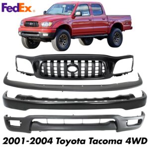 Front Bumper Primed Kit + Grille Assembly For 2001-2004 Toyota Tacoma 4WD