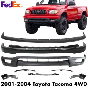 Front Bumper Primed Kit + Brackets + Retainers For 2001-2004 Toyota Tacoma 4WD