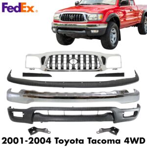 New Chrome Bumper + Grille Assembly Kit For 2001-2004 Toyota Tacoma 4WD