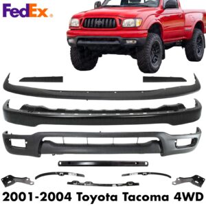 Front Primed Bumper + Brackets + Reinforcement For 2001-2004 Toyota Tacoma 4WD