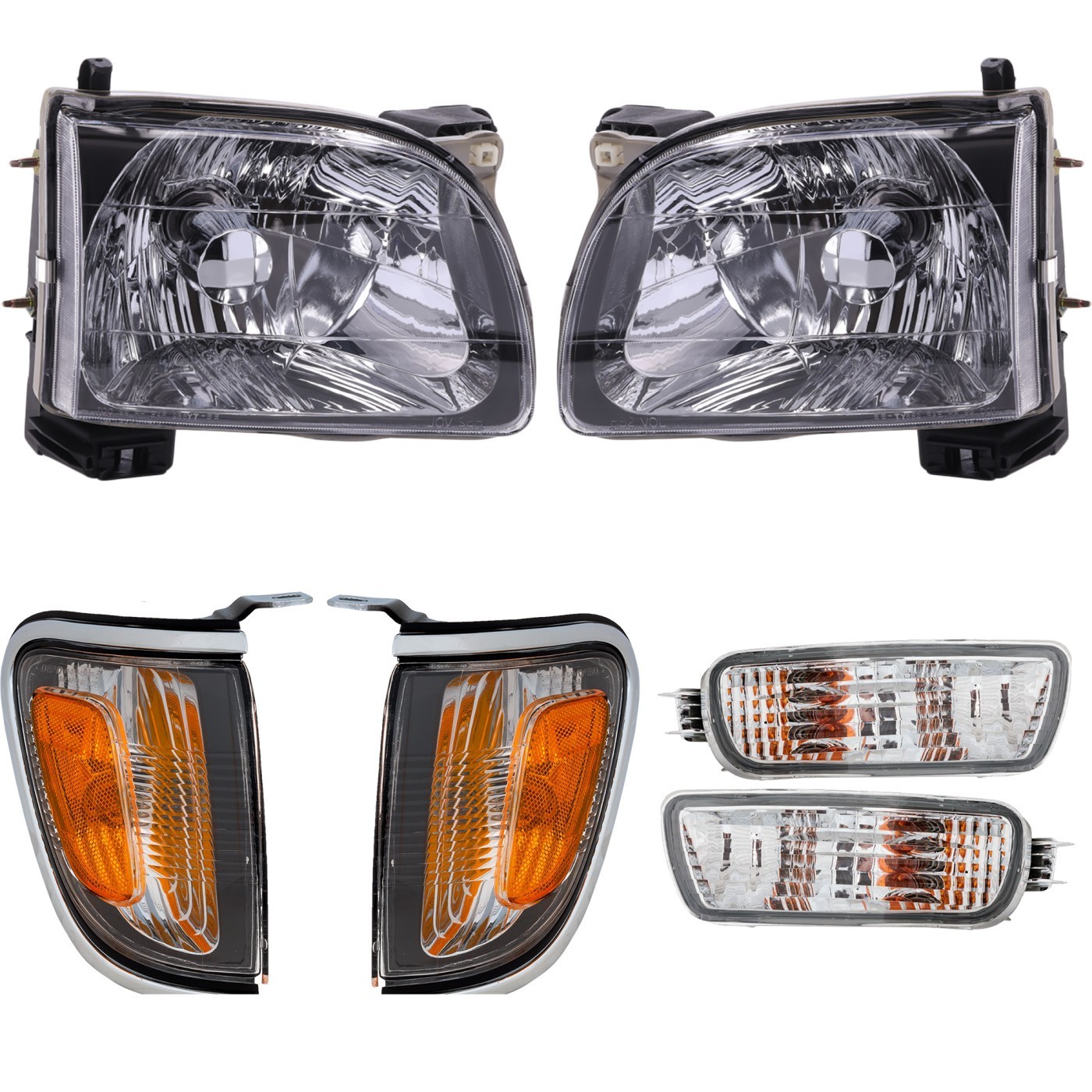 Front Chrome Bumper + Headlights Assembly Kit For 2001-2004 Toyota Tacoma 4WD - Image 6